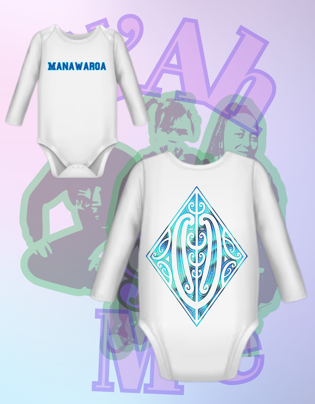 Mana, Kaitiaki, Manawaroa bodysuits (long sleeve)